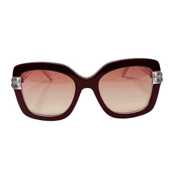 Bally Oversized Square Butterfly Sunglasses Burgundy Red with case BY0020H - Picture 4 of 9